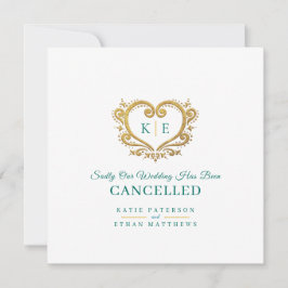 Hart monogram trouw annulering goud groen aankondiging