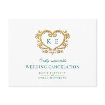 Hart monogram trouw annulering goud groen