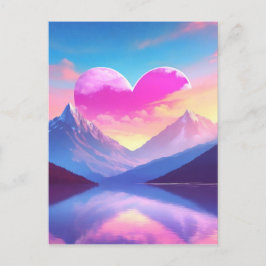 Hart & Mountain Sunset Landschapskunst Briefkaart