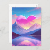 Hart & Mountain Sunset Landschapskunst Briefkaart (Voorkant / Achterkant)