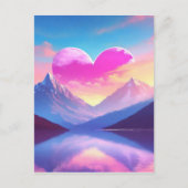 Hart & Mountain Sunset Landschapskunst Briefkaart (Voorkant)