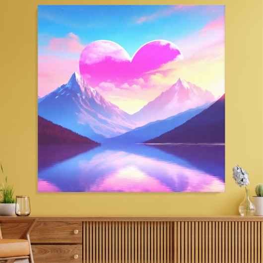 Hart & Mountain Sunset Landschapskunst Canvas Afdruk (Insitu (Woonkamer))