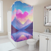 Hart & Mountain Sunset Landschapskunst Douchegordijn (In situ)