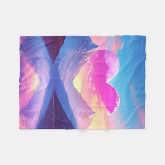 Hart & Mountain Sunset Landschapskunst Fleece Deken (Voorkant (Horizontaal))