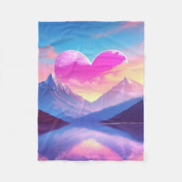 Hart & Mountain Sunset Landschapskunst Fleece Deken