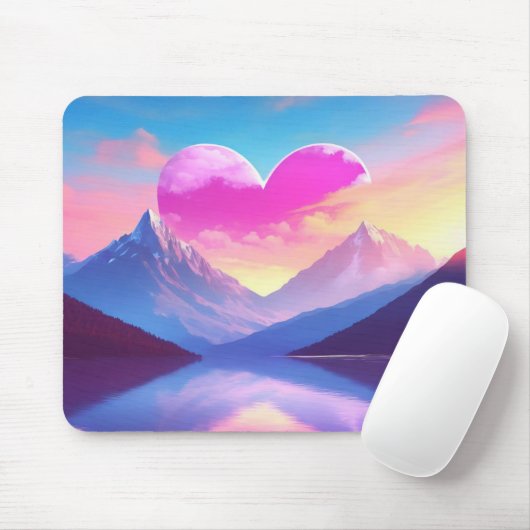 Hart & Mountain Sunset Landschapskunst Muismat (Met muis)