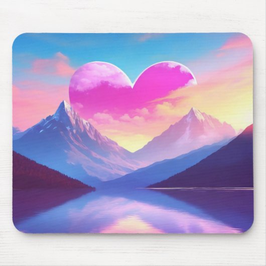 Hart & Mountain Sunset Landschapskunst Muismat (Voorkant)