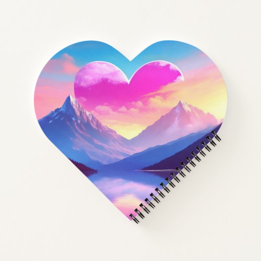 Hart & Mountain Sunset Landschapskunst Notitieboek (Achterkant)