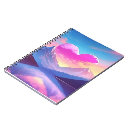 Hart & Mountain Sunset Landschapskunst Notitieboek (Linkerzijde)