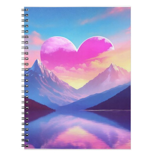 Hart & Mountain Sunset Landschapskunst Notitieboek (Voorkant)