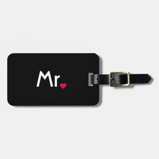 Hart Mr en Mrs bagagelabel voor hem (Voorkant horizontaal)