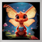 *~* Hart Mythische Schattigee Baby Dragon AP48 Poster (Voorkant)