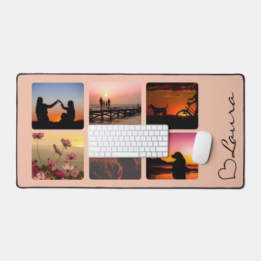 Hart Naam Foto Script Aangepaste Cadeau Bureaumat (Keyboard & Muis)