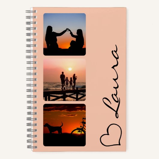 Hart Naam Foto Script Aangepaste Geschenk Notitieb Notitieboek (Voorkant)