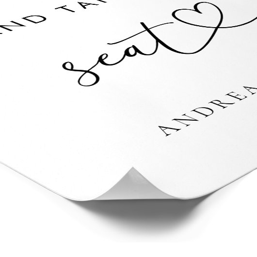 Hart Neem een Drink en neem een stoel bruiloft tek Poster (Hoek)