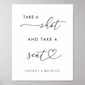 Hart Neem een schot en neem een stoel bruiloft tek Poster (Voorkant)