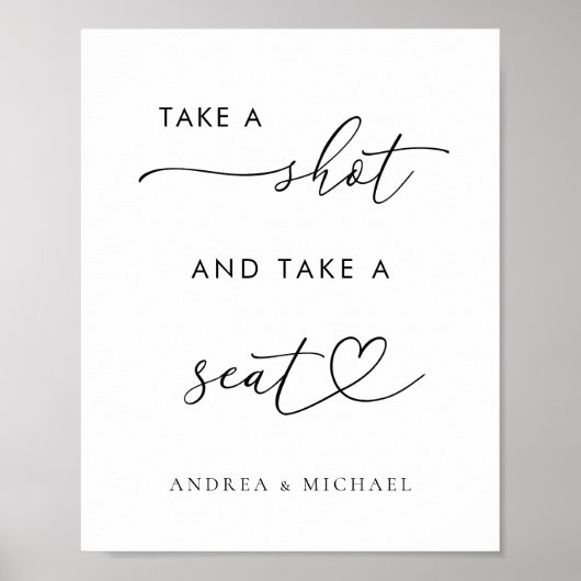 Hart Neem een schot en neem een stoel bruiloft tek Poster (Voorkant)