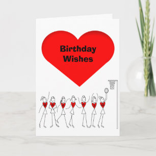 Hart Netbal Posities Happy Birthday Kaart
