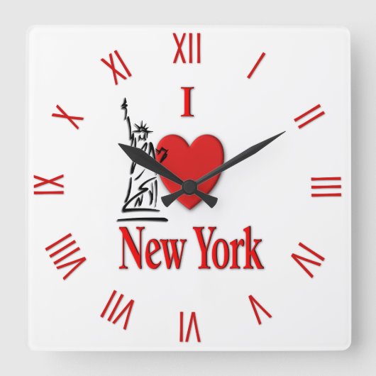 Hart New York Vierkante Klok (Voorkant)