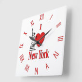 Hart New York Vierkante Klok (Hoek)