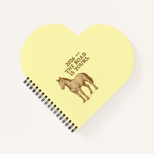 Hart notitieboek met motiverende tekst en paard (Voorkant)
