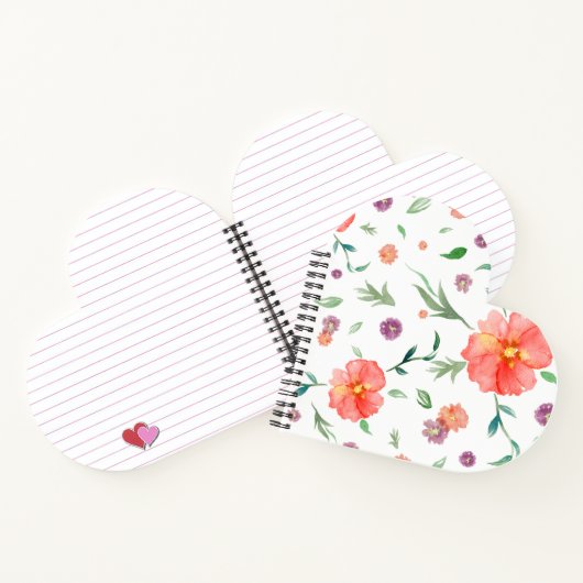 Hart Notitieboek met Waterverf Bloemen (Binnen)