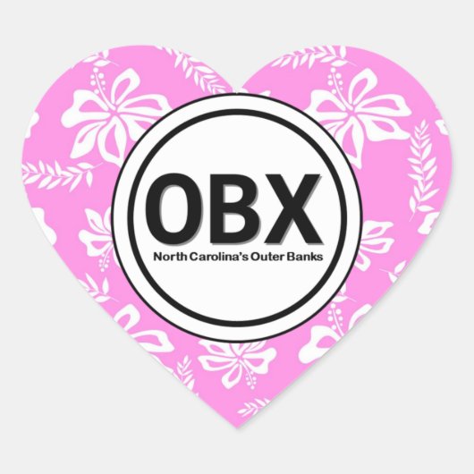 Hart OBX Buitenbanken NC Strand Label Roze Sticker (Voorkant)