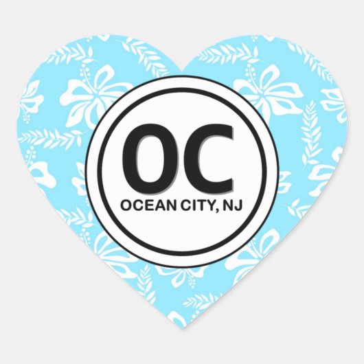 Hart OC Ocean City NJ Blue Flower Stickers (Voorkant)