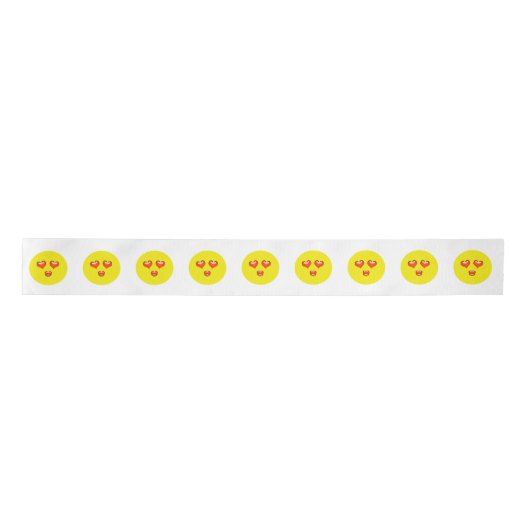 Hart Ogen Kus Lippen Liefde Emoji Satijnen Lint (Voorkant)