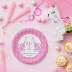 Hart olifanten meisje baby shower papier borden papieren bordje