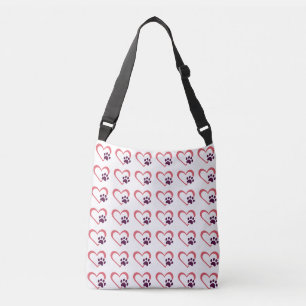Hart Omlijning Pootafdruk Hond Liefhebber Crossbody Tas