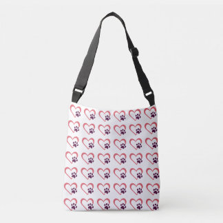 Hart Omlijning Pootafdruk Hond Liefhebber Crossbody Tas
