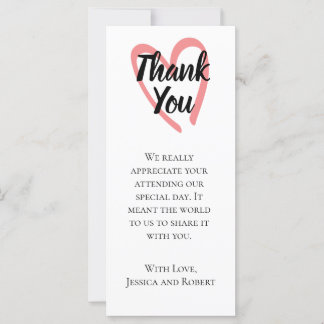 Hart ontwerp bruiloft bedankje