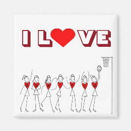 Hart ontwerp Ik hou van Netball Magneet