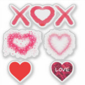 Hart ontwerpen xox rode valentijnspatroon sticker (Voorkant)