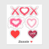 Hart ontwerpen xox rode valentijnspatroon sticker (Vel)
