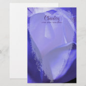 Hart op blauwe magnolibloem - gepersonaliseerd briefpapier (Voorkant / Achterkant)