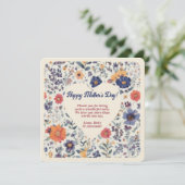 Hart op bloemrijke boho-achtergrond Moederdag Kaart (Staand voorkant)