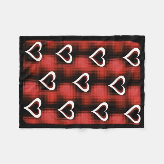 Hart op checkboard fleece deken (Voorkant (Horizontaal))
