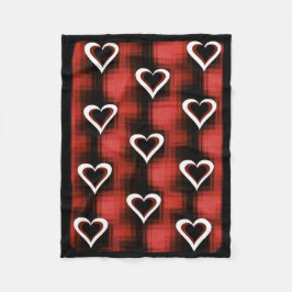 Hart op checkboard fleece deken