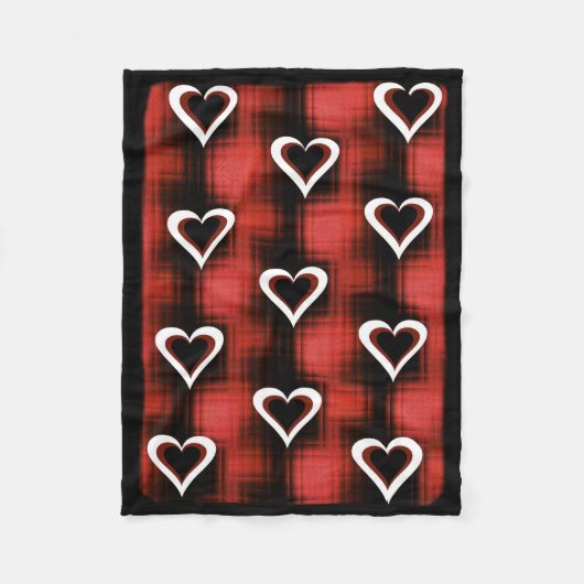 Hart op checkboard fleece deken (Voorkant)