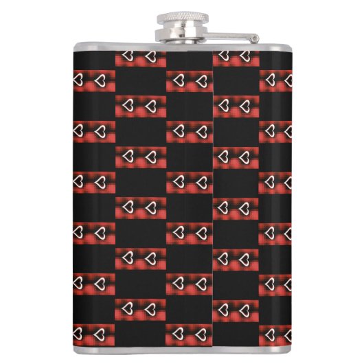 Hart op checkboard heupfles (Achterkant)