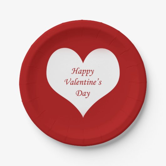 Hart op dag van de valentijn papieren bordje (Voorkant)