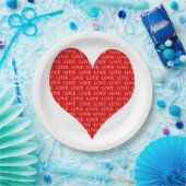 Hart op dag van de valentijn papieren bordje (Feest)