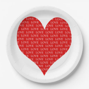 Hart op dag van de valentijn papieren bordje