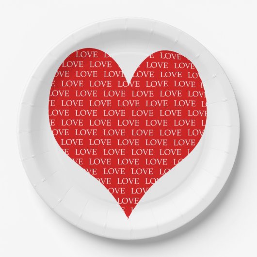 Hart op dag van de valentijn papieren bordje (Voorkant)