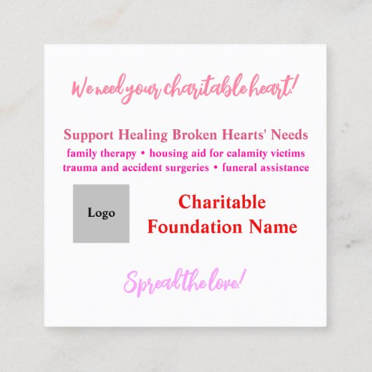 Hart op de juiste plaats Liefdadigheid Uitnodiging (Achterkant)