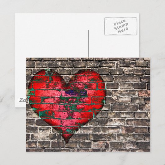 Hart op de muur briefkaart (Voorkant / Achterkant)