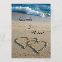 Hart op de Shore Beach bruiloft uitnodiging
