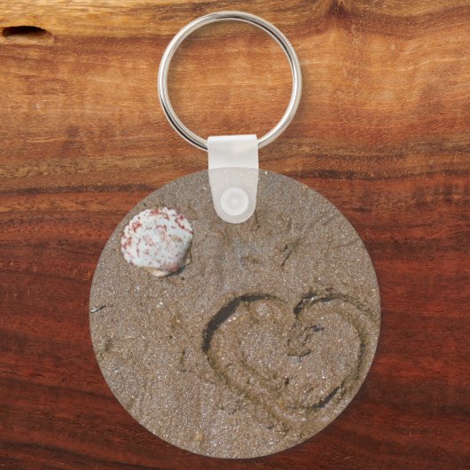 hart op de strandroze schelpen sleutelhanger (Voorkant)